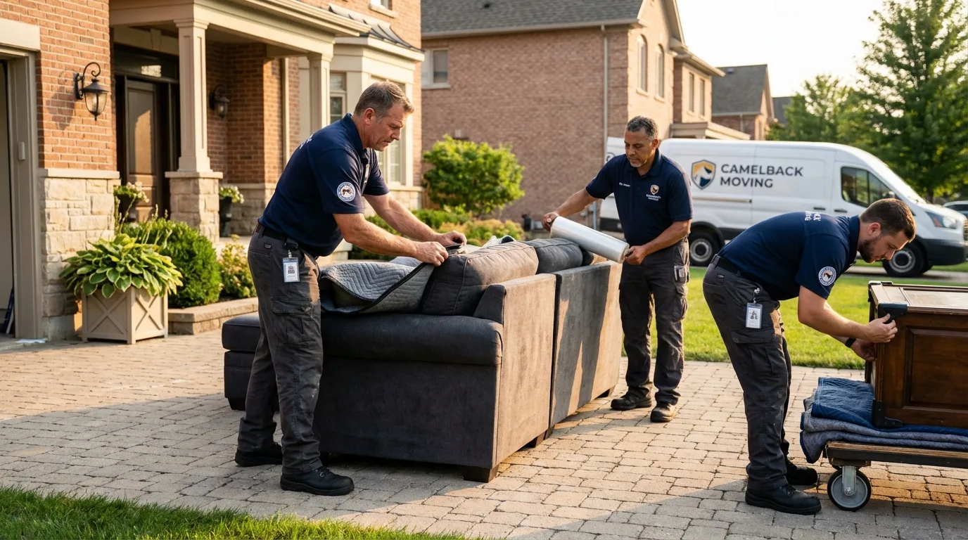 Large estate moving crew wrapping furniture in Paterson, NJ